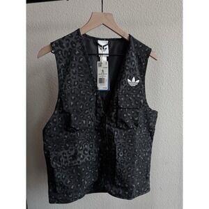 Small Adidas Collection Mens Utility Black Leopard Print Vest Jacket ❤️✅ NEW